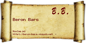 Beron Bars névjegykártya